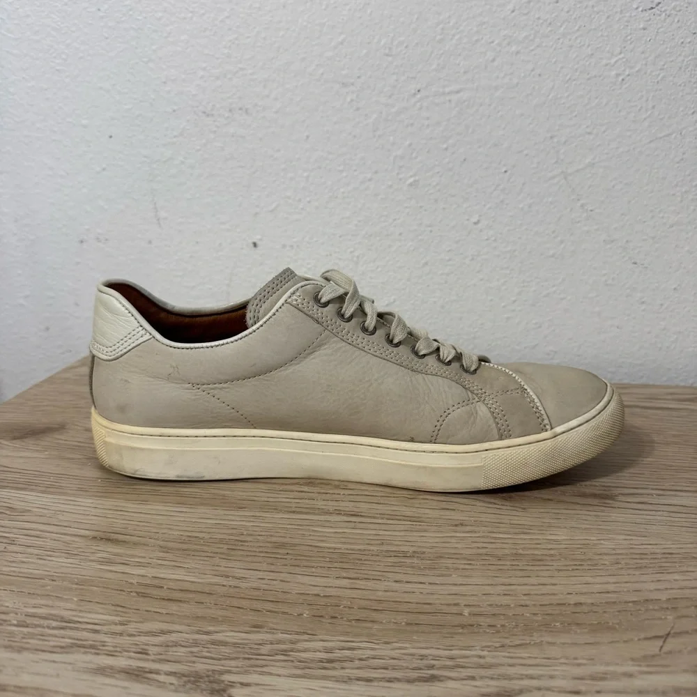 Frye Griege‎ Beige Leather Lace Up Sneakers Mens Size 11.5 Style 07004